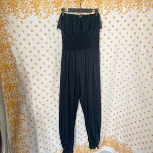 Vintage Undercover Wear Black Nylon Lingerie Jumpsuit | Made in USA | Medium